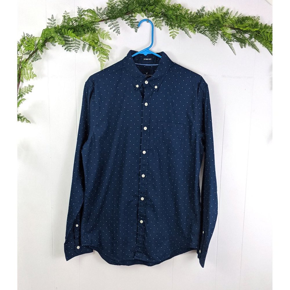 ♻️ American Eagle Men's Polka Dot Button Up Shirt